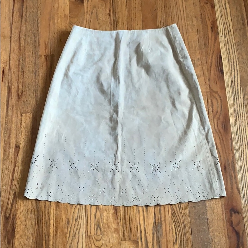 100% leather skirt tan